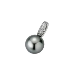 Gellner Halssmykker>Anheng, Tahitiperle  9-10 mm og diamanter 0,11 ct