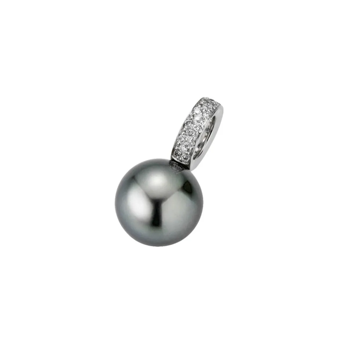 Gellner Halssmykker>Anheng, Tahitiperle 9-10 mm og diamanter 0,11 ct