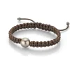 Gellner Herre|Armbånd>Armbånd, Brun Makramé med Tahitiperle