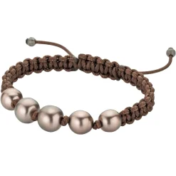 Gellner Herre>Armbånd, Brun Makramé med Tahitiperler