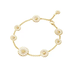 Georg Jensen Emaljesmykker|Armbånd>Armbånd, Daisy forgylt sølv - 8 blomster