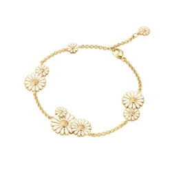Georg Jensen Emaljesmykker|Armbånd>Armbånd, Daisy forgylt sølv - 9 blomster