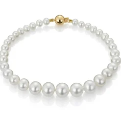 David-Andersen Armbånd>Armbånd, Ferskvannsperler 3,5-9 mm