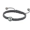 Gellner Herre|Armbånd>Armbånd, Grå Makramé med Tahitiperle