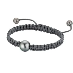 Gellner Herre|Armbånd>Armbånd, Grå Makramé med Tahitiperle