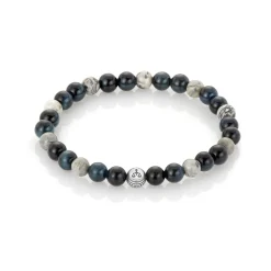 David-Andersen Herre>Armbånd, Jasper (Picasso) og Falkøye 6mm