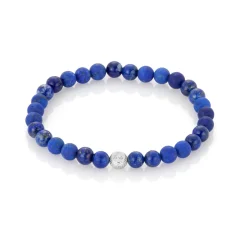 David-Andersen Herre>Armbånd, Lapis Lazuli (polert og matt) 6 mm