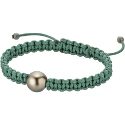 Gellner Herre|Armbånd>Armbånd, Marutea Grønn Makramé med Tahitiperle