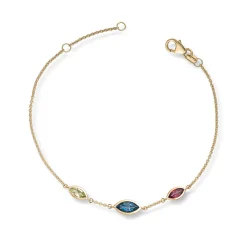 David-Andersen Armbånd>Armbånd, Peridot, Rhodolitt og London Blue Topas