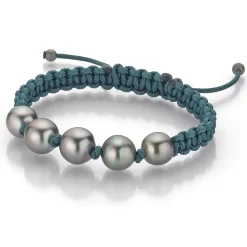 Gellner Herre|Armbånd>Armbånd, Petroleum Makramé med Tahitiperler