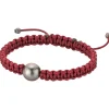 Gellner Herre|Armbånd>Armbånd, Purpurrød Makramé med Tahitiperle