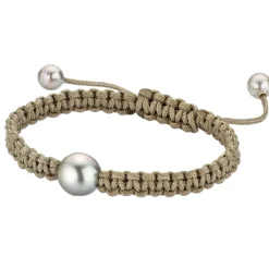 Gellner Herre|Armbånd>Armbånd, Sand Makramé med Tahitiperler