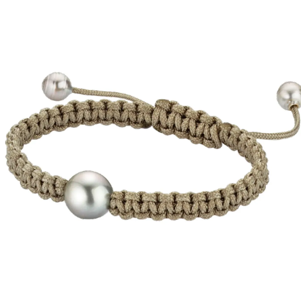 Gellner Herre|Armbånd>Armbånd, Sand Makramé med Tahitiperler