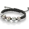 Gellner Herre>Armbånd, Sort Makramé med Tahitiperler
