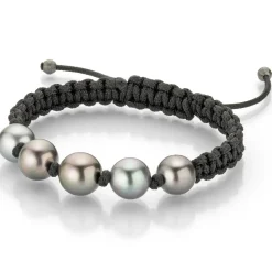 Gellner Herre>Armbånd, Sort Makramé med Tahitiperler