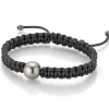 Gellner Herre|Armbånd>Armbånd, Sort Makramé med Tahitiperle