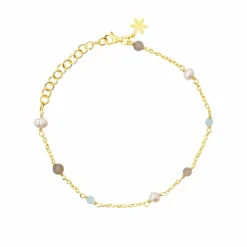 Susanne Friis Bjørner Armbånd>Armbånd, Stenmix - Amazonitt, Grå Månesten og Perler