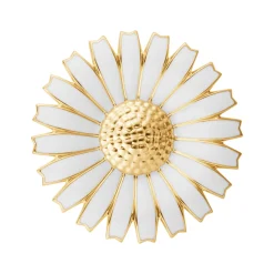 Georg Jensen Brosjer|Emaljesmykker>Brosje, Daisy minnebrosje forgylt sølv