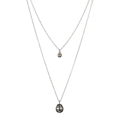 Gellner Halssmykker>Kjede, Dobbel Tahitiperle og diamant 0,46 ct