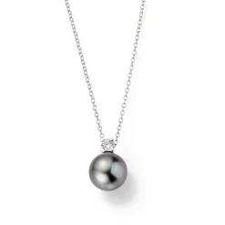 Gellner Halssmykker>Kjede, Tahitiperle 11-12 mm og diamant 0,18 ct