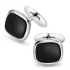 David-Andersen Herre>Mansjettknapper, Onyx hvitt gull
