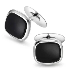 David-Andersen Herre>Mansjettknapper, Onyx hvitt gull