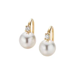 Gellner Ørepynt>Ørepynt, Akoyaperler 8-8,5 mm og diamanter 0,08 ct