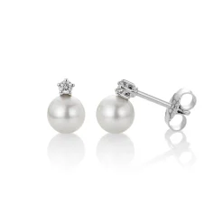 David-Andersen Ørepynt>Ørepynt, Akoyaperler 6-6,5 mm og diamanter 0,08 ct