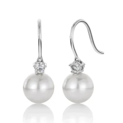 David-Andersen Ørepynt>Ørepynt, Akoyaperler 8-8,5 mm og diamanter 0,18 ct