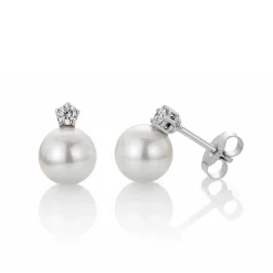 David-Andersen Ørepynt>Ørepynt, Akoyaperler 8-8,5 mm og diamanter 0,08 ct