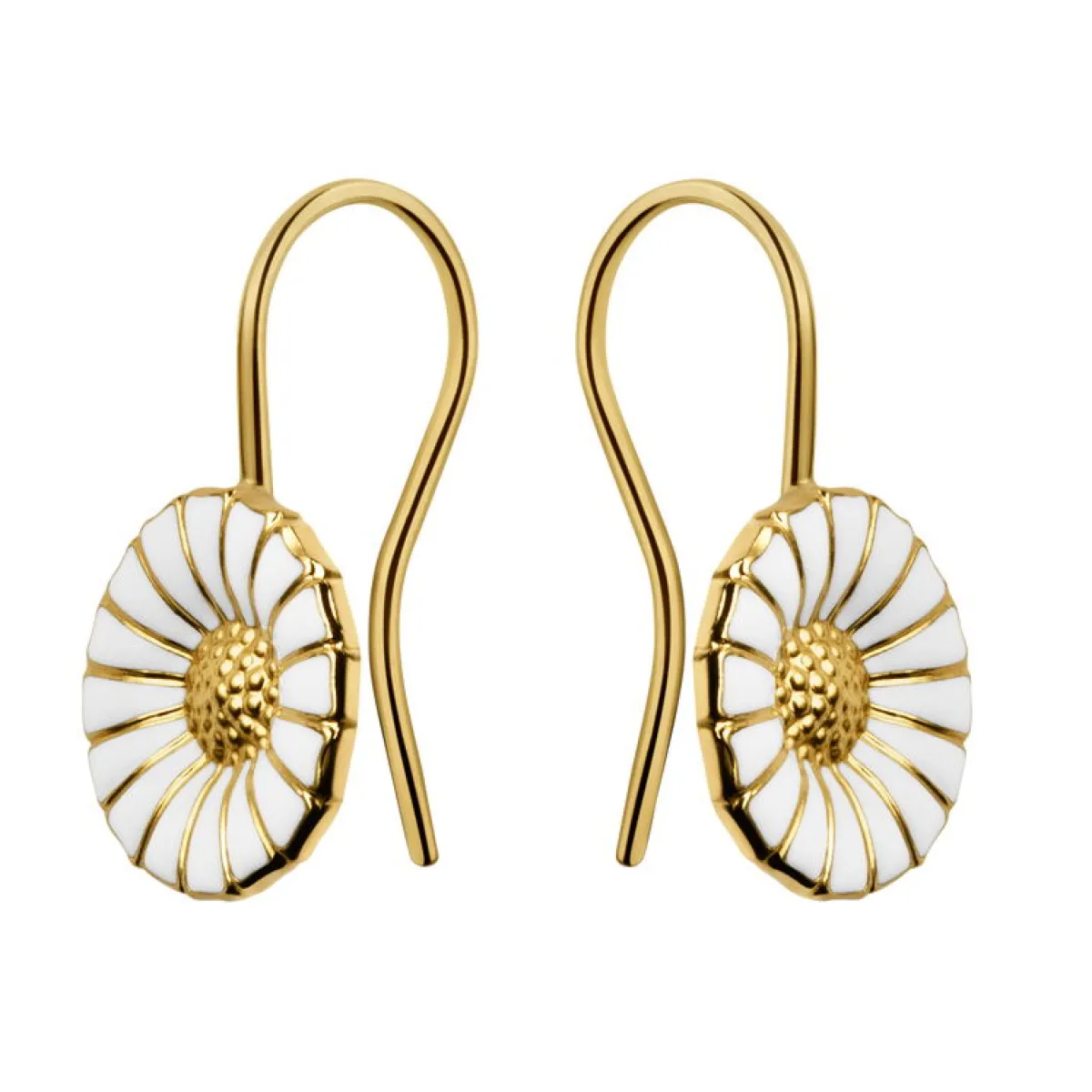 Georg Jensen Emaljesmykker|Ørepynt>Ørepynt, Daisy hengende forgylt sølv