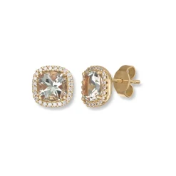 David-Andersen Ørepynt>Ørepynt, Grønn Ametyst og diamanter 0,18 ct