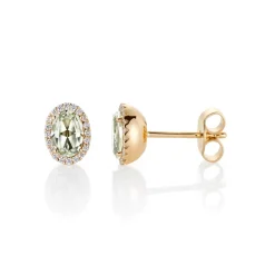 David-Andersen Ørepynt>Ørepynt, Grønn Ametyst og diamanter 0,12 ct