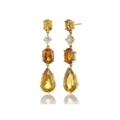 David-Andersen Ørepynt>Ørepynt, Heliodor, Turmaliner og diamanter 0,52 ct