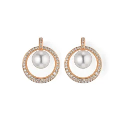 Gellner Ørepynt>Ørepynt, Sydhavsperler 8-9 mm og diamanter 0,64 ct