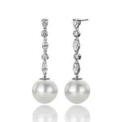 David-Andersen Ørepynt>Ørepynt, Sydhavsperler 13-14 mm og diamanter 1,90 ct