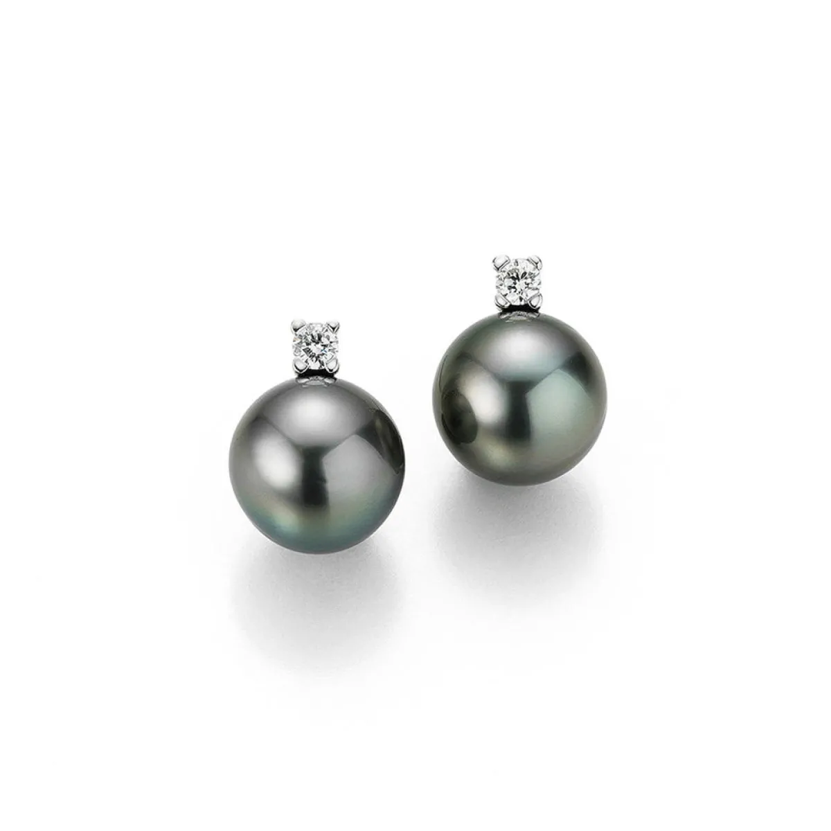 Gellner Ørepynt>Ørepynt, Tahitiperler 9-10 mm og diamanter 0,12 ct