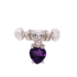 Rikke Harsheim Ringer>Ring, Bladring Med Hengende Sten Ametyst