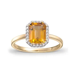 David-Andersen Ringer>Ring, Citrin og diamanter 0,10 ct
