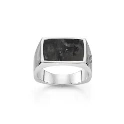 David-Andersen Herre>Ring, Deco Pearl Granite signet