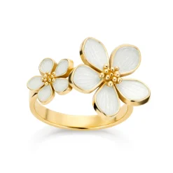 Flora Emaljesmykker|Ringer>Ring, Linbendel forgylt sølv