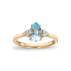 David-Andersen Ringer>Ring, Swiss Blue Topas og diamanter