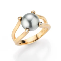 Gellner Ringer>Ring, Tahitiperle 10-11 mm med diamanter
