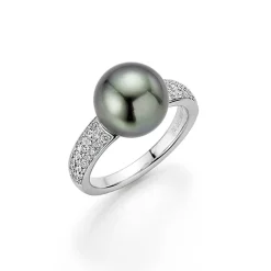 Gellner Ringer>Ring, Tahitiperle 11-12 mm og diamanter 0,36 ct